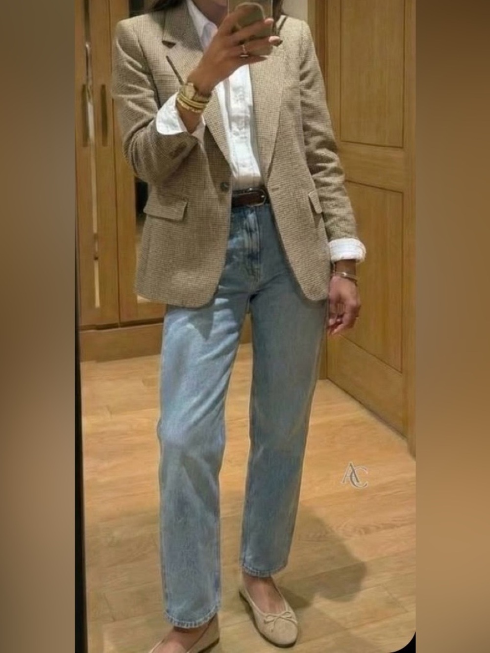 Anne Klein Tan/Camel/Black Striped Blazer
